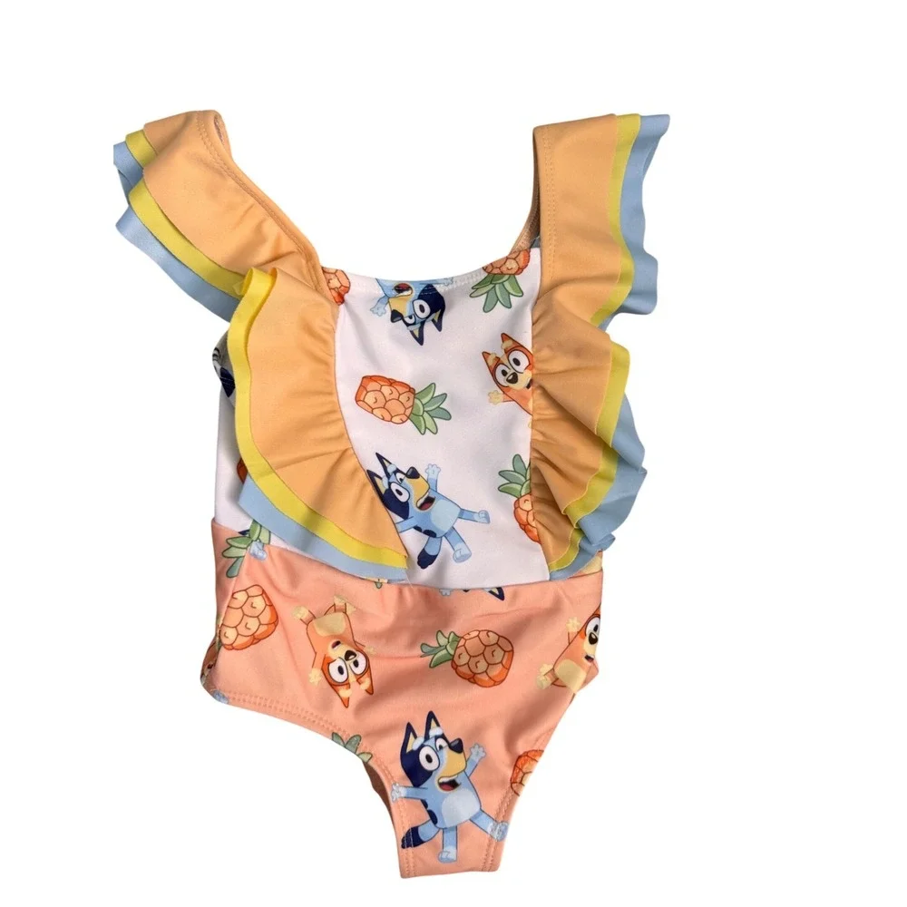 Bluey Girls Swimsuit and Hooded Terry Cloth Cover Up Set Size 3T‎ Blue Orange